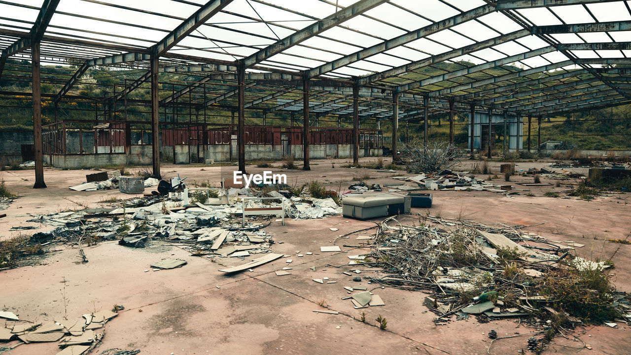 Destroyed and abandoned area after a bomb exploded