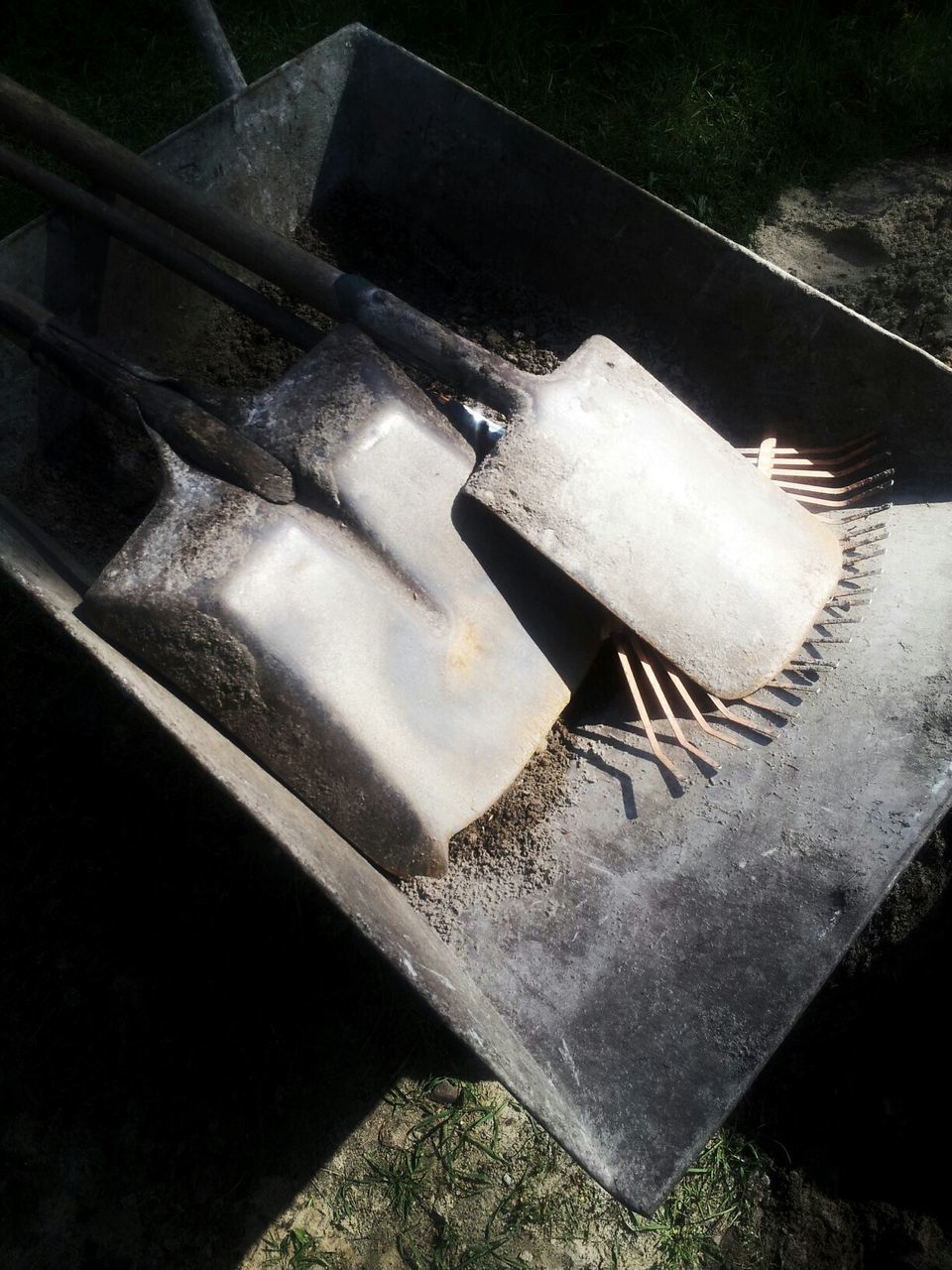 Gardening equipment in wheelbarrow