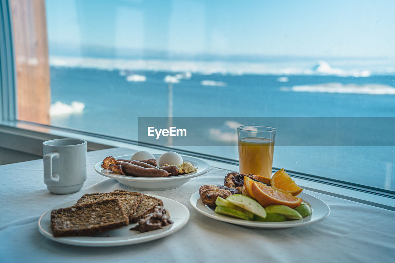 high angle view of food on table