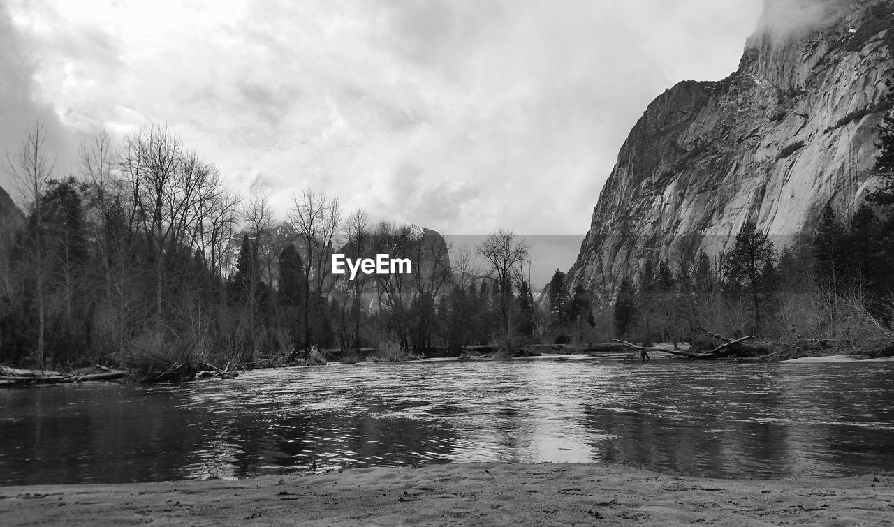 PANORAMIC VIEW OF TREES BY LAKE AGAINST SKY