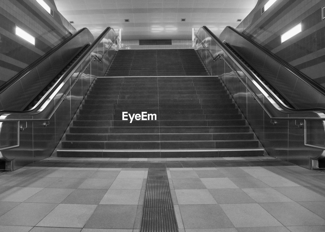 Low angle view of escalator at subway station