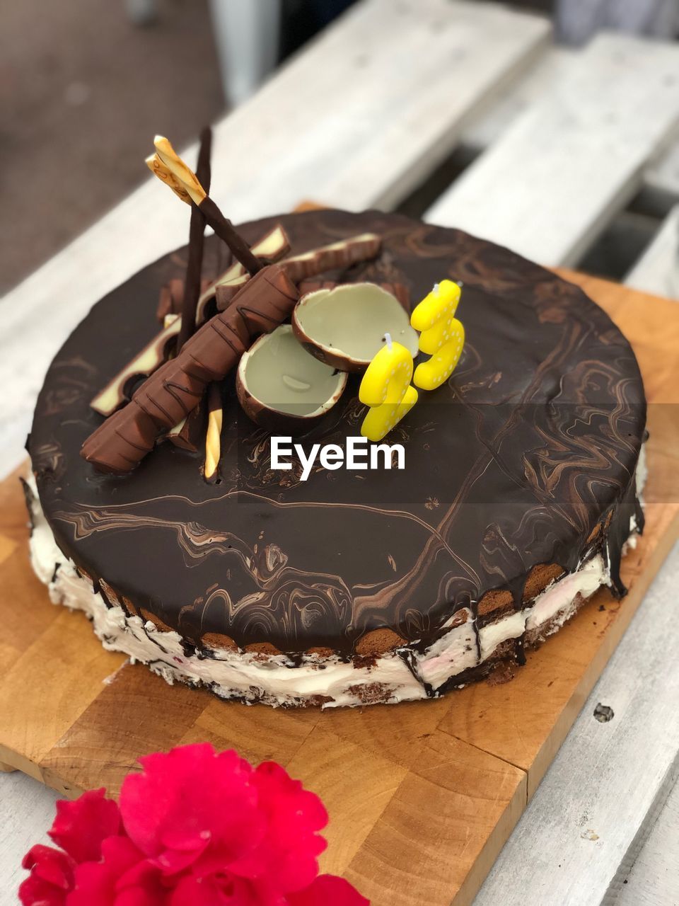 High angle view of cake on table