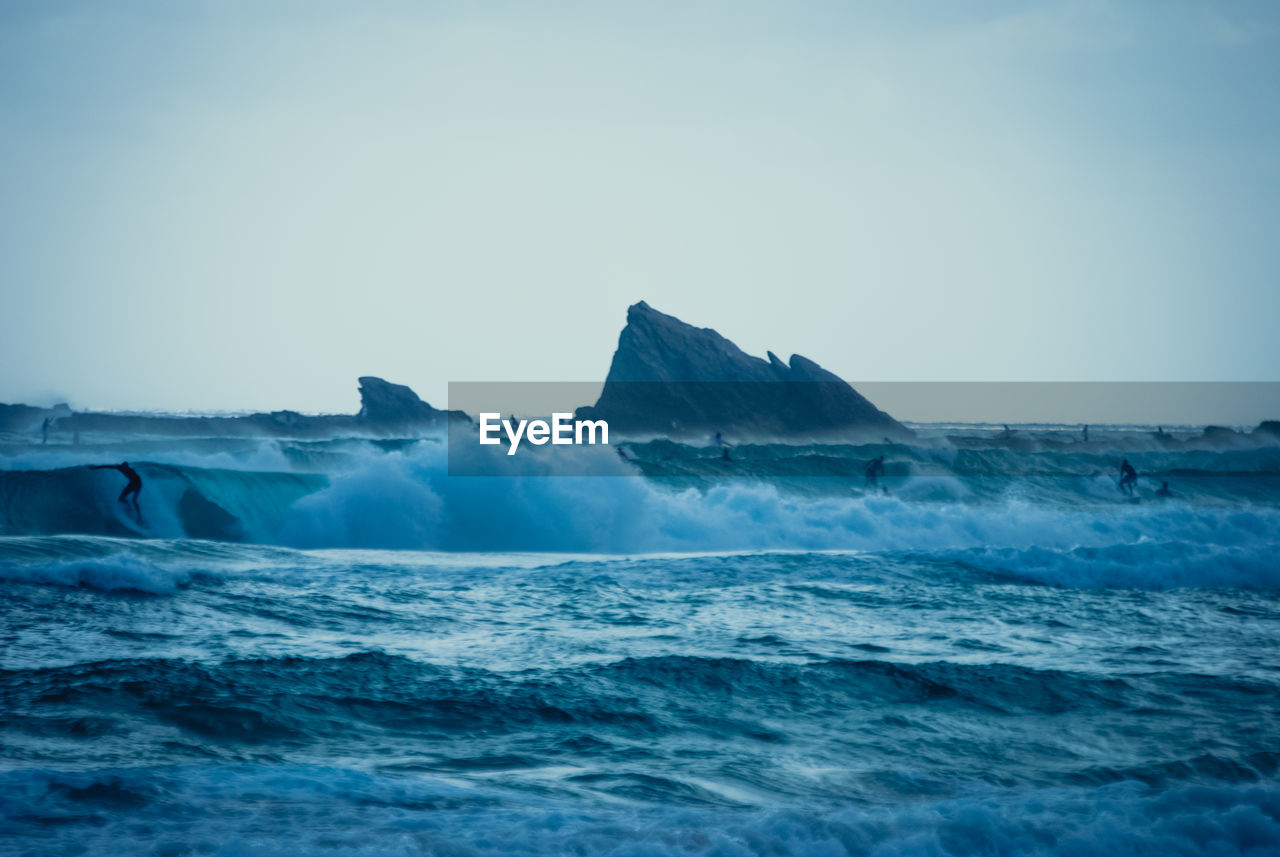 Scenic view of sea against clear sky