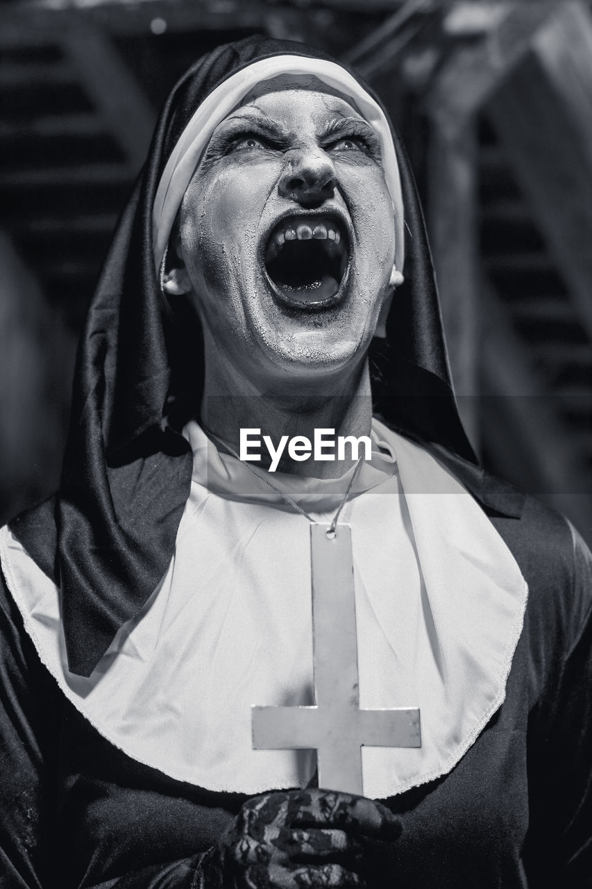 Spooky nun screaming at night
