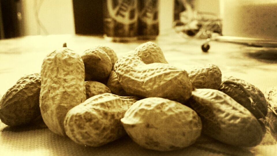 Close up of peanuts in nutshells