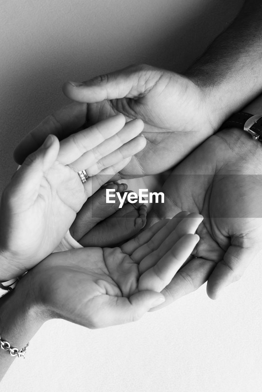 cropped image of person holding hands against white background