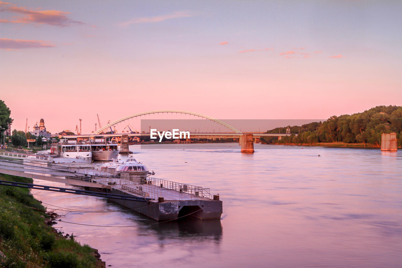 View of bridge over river against sky