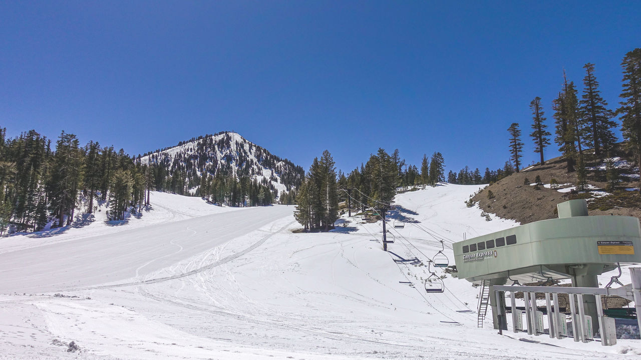 SNOW COVERED LAND AGAINST CLEAR SKY