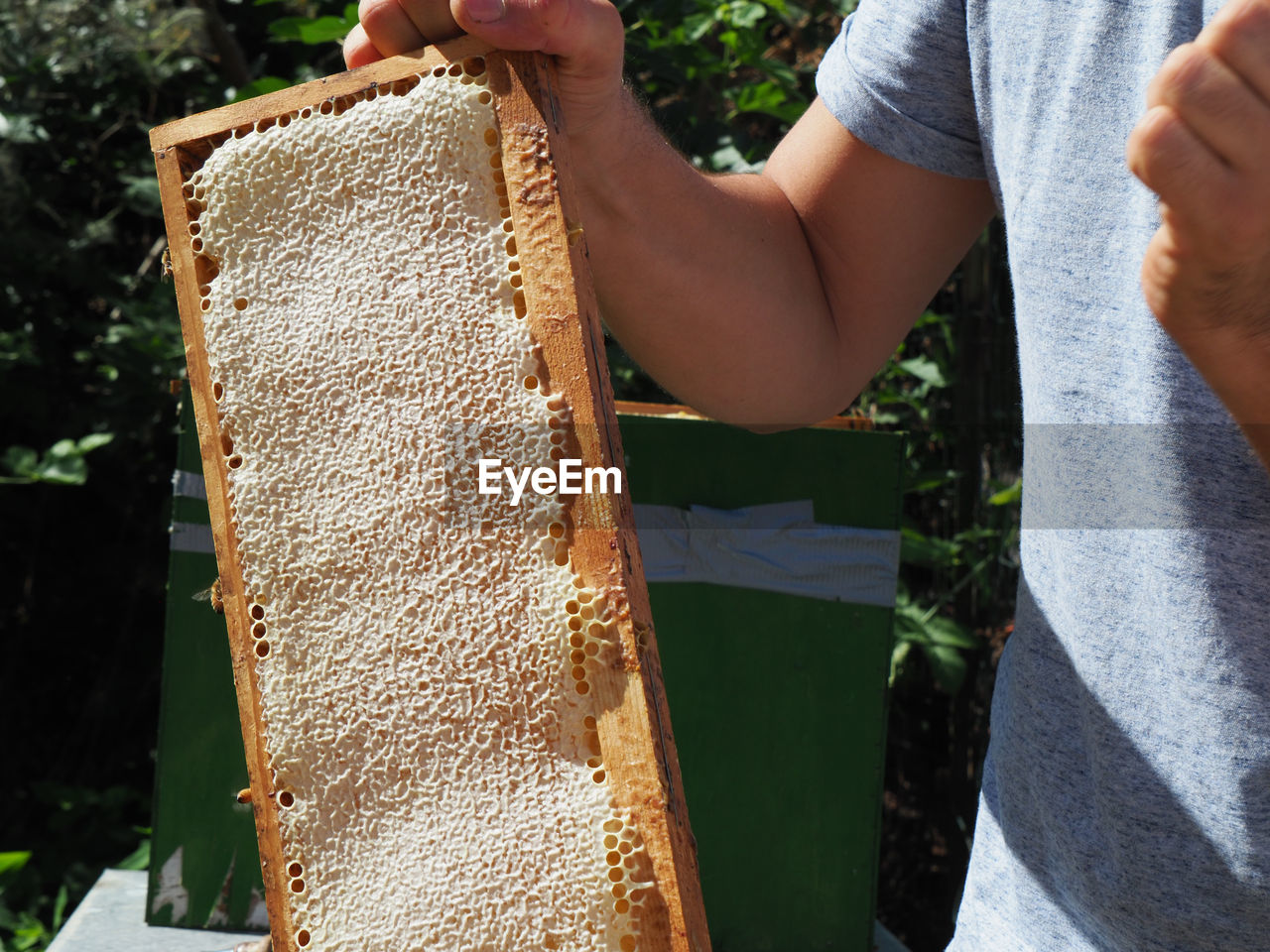 midsection of woman holding honey