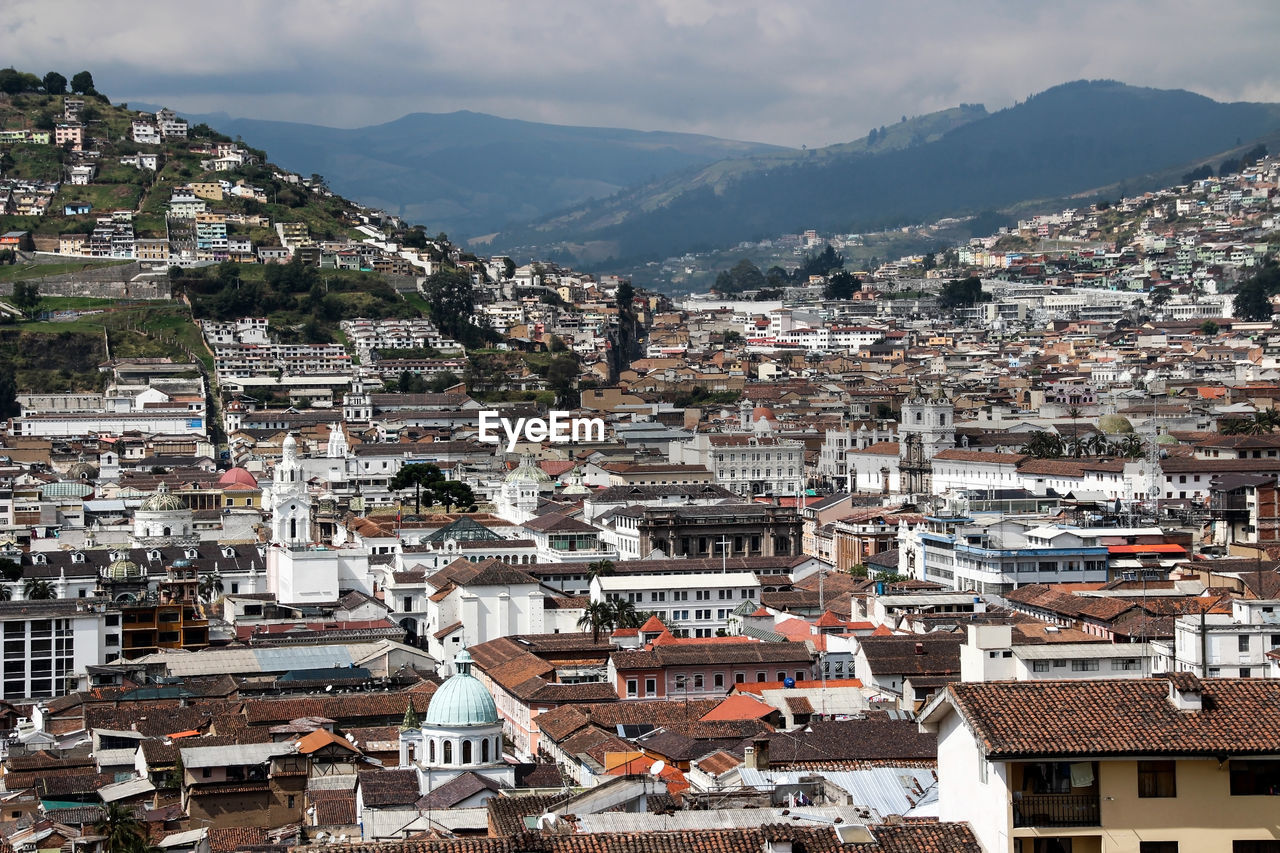 High angle view of townscape against sky