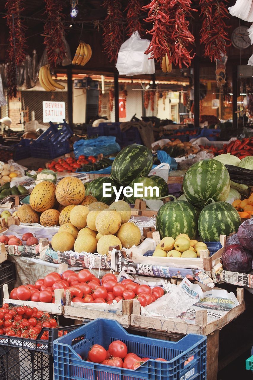 Vegetables for sale at market stall