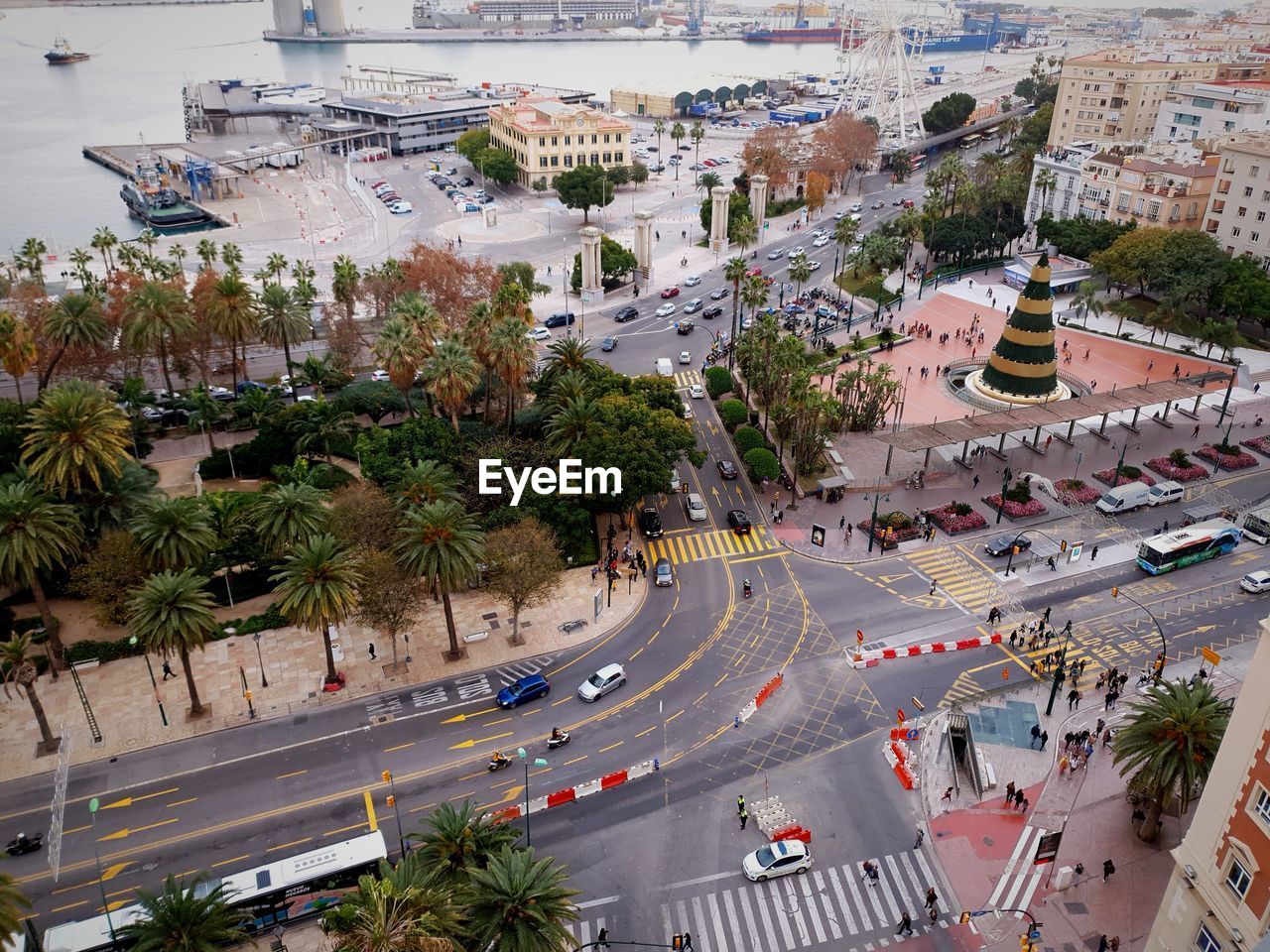 High angle view of city street