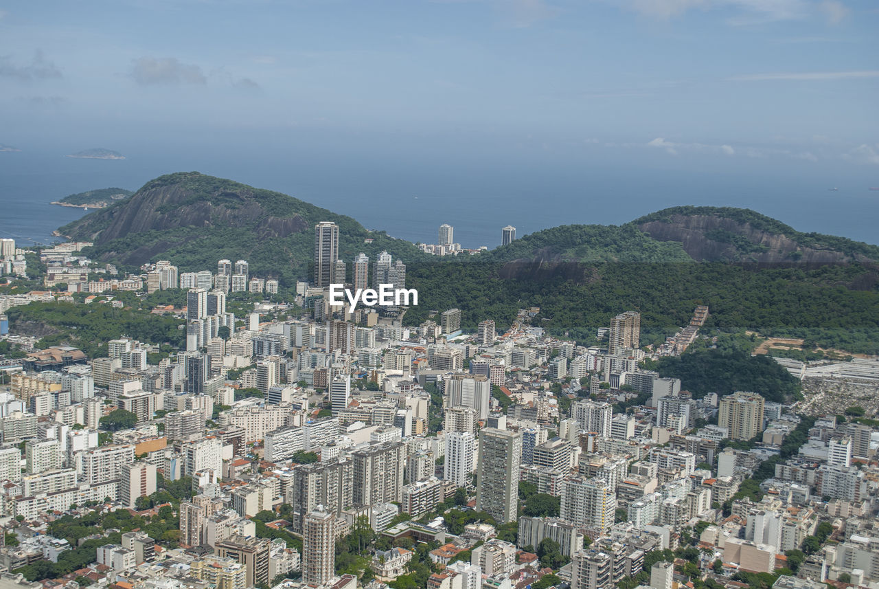 high angle view of cityscape against sky