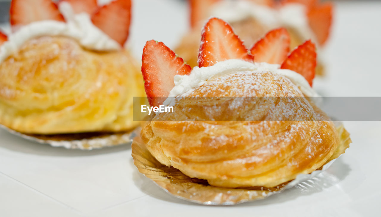 CLOSE-UP OF DESSERT ON TABLE