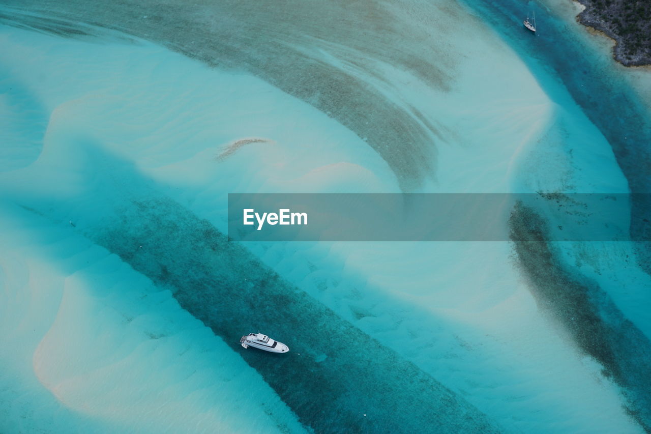 Aerial view of yacht in sea