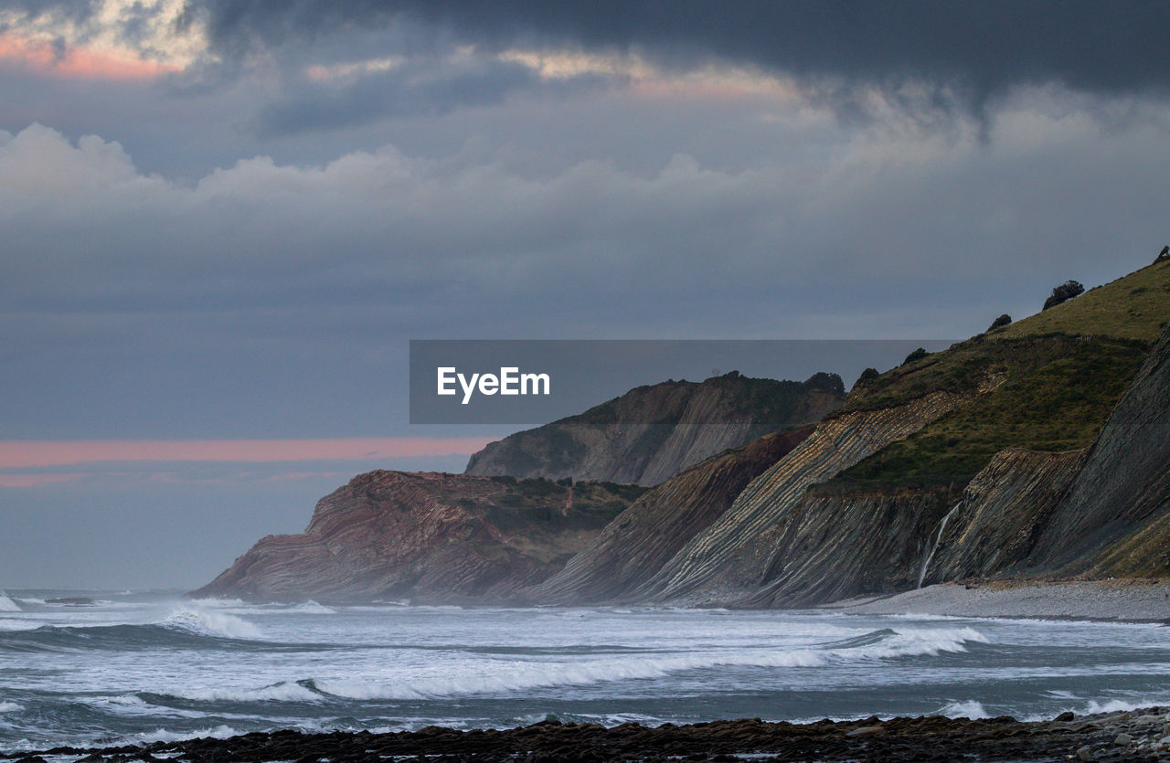 Scenic view of beach against sky