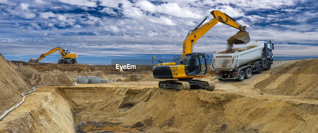 Heavy earth mover on construction site