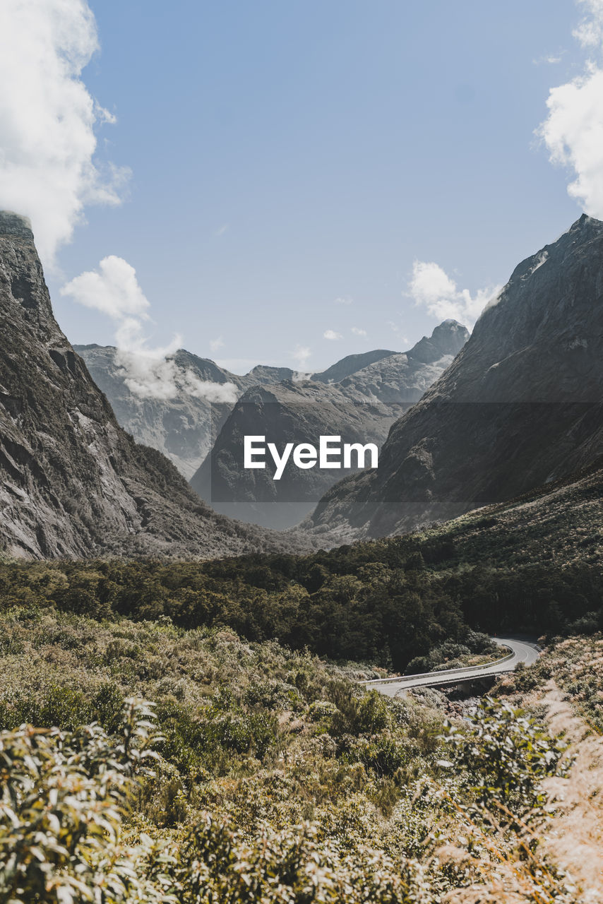 Scenic view of mountains against sky