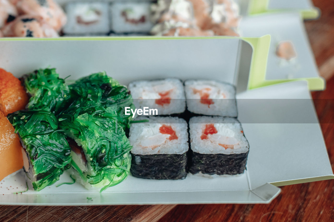 high angle view of food on table