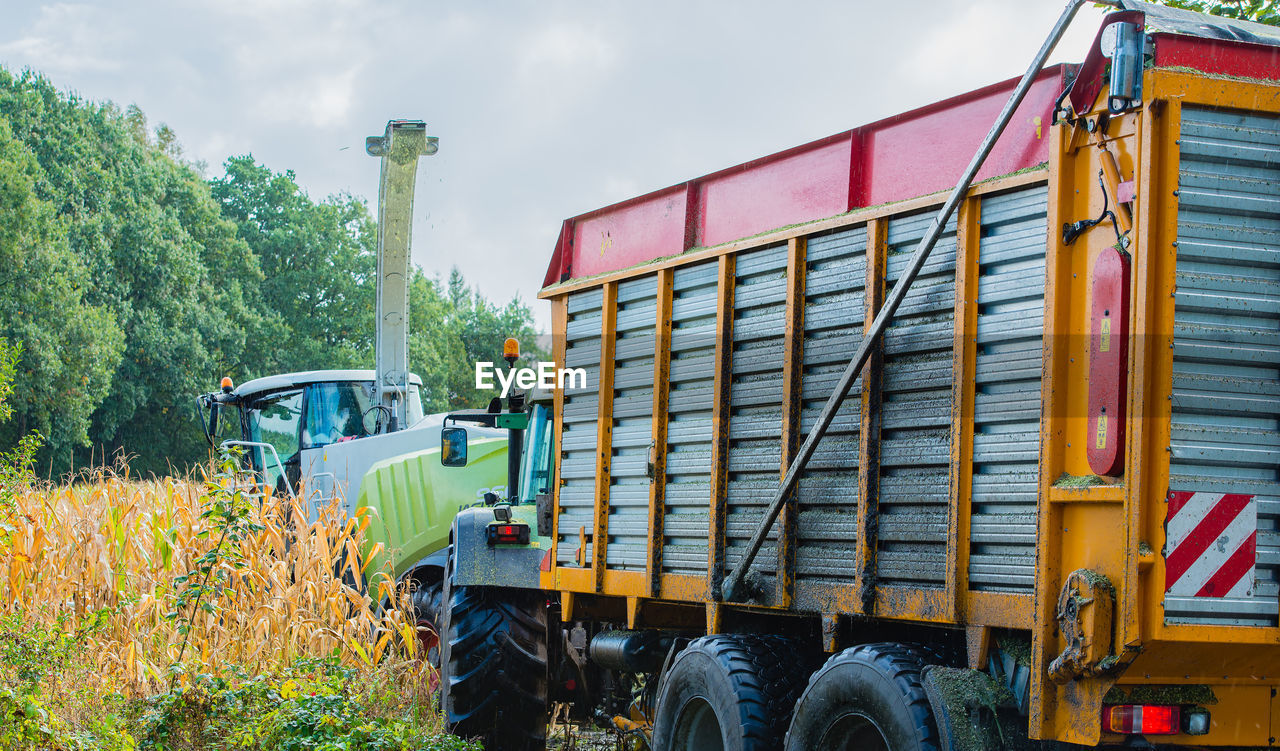 Agricultural machinery on field