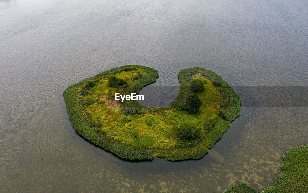 High angle view of c shaped island