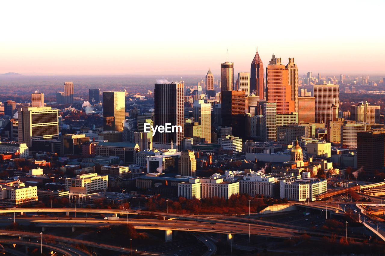 The atlanta skyline at dawn