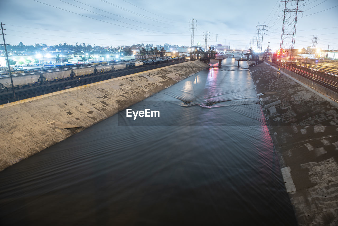The los angeles river in downtown la arts district