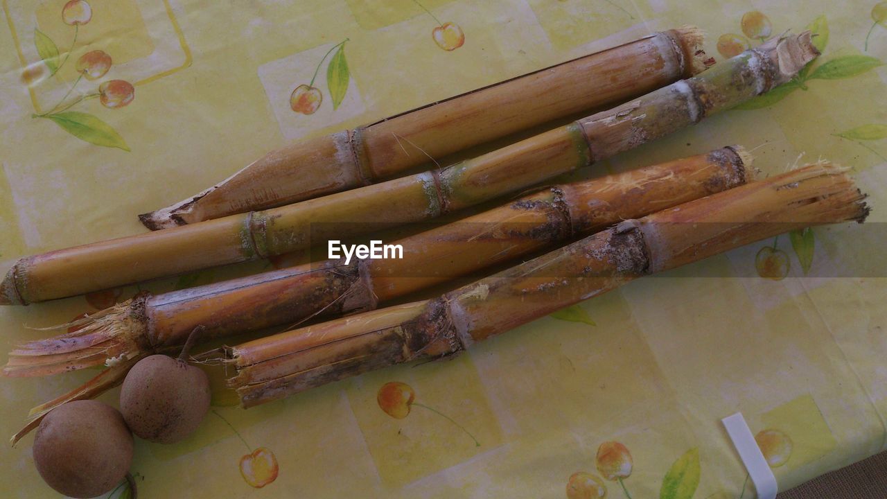Bamboo sticks on table