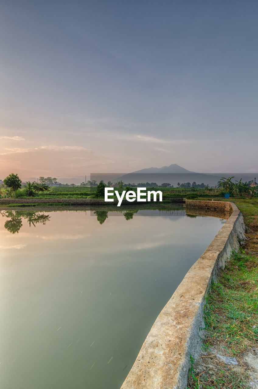 Scenic view of lake against sky