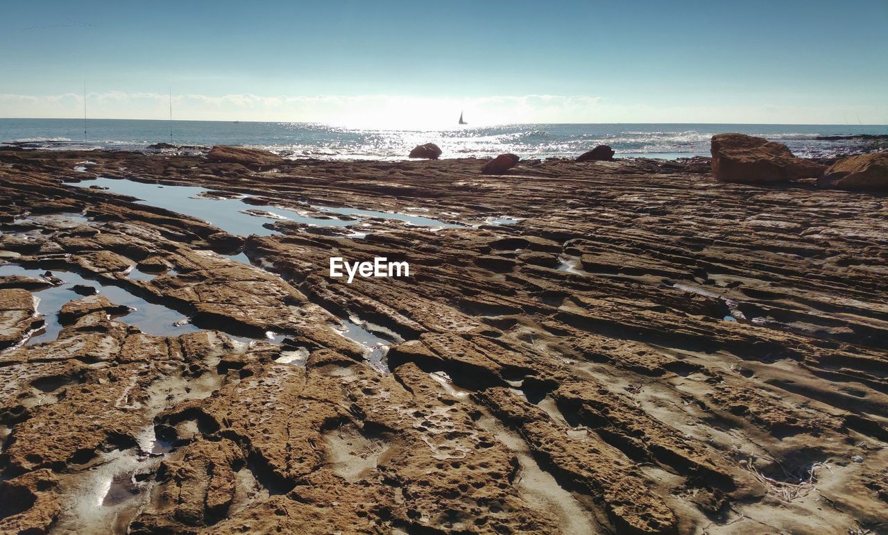 View of rocky sea shore