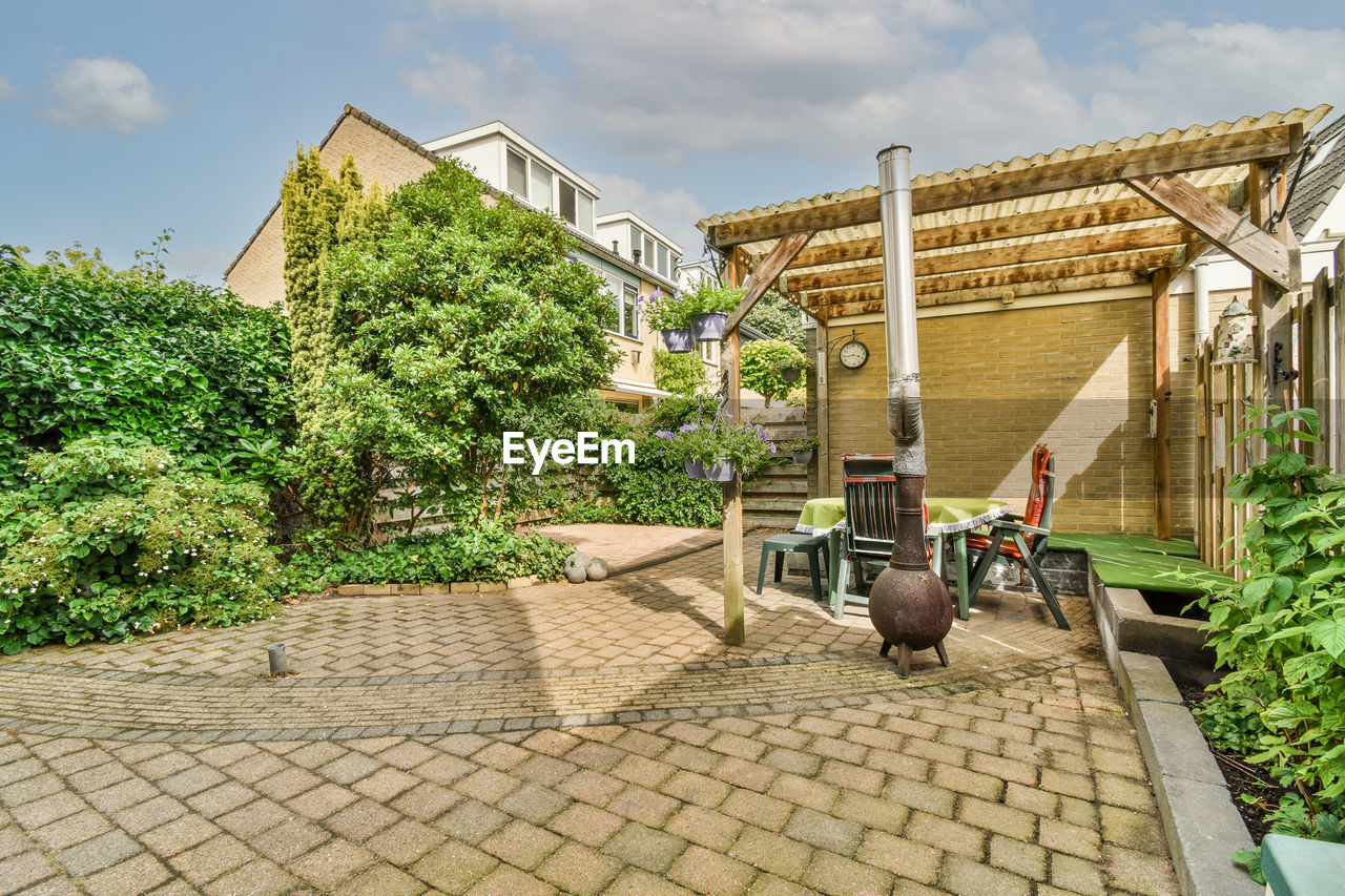 footpath amidst buildings in city