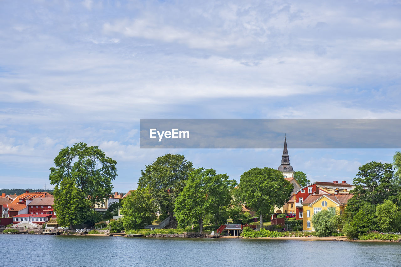 View of a swedish city from the seaside