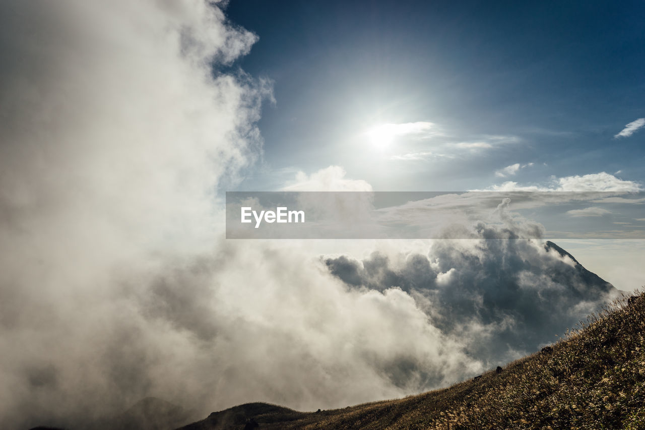 Sun shining through clouds
