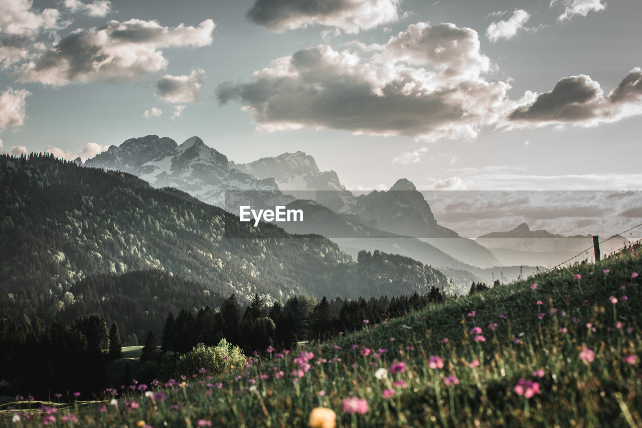 Scenic view of mountains against sky