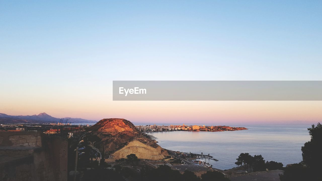 Scenic view of sea against clear sky