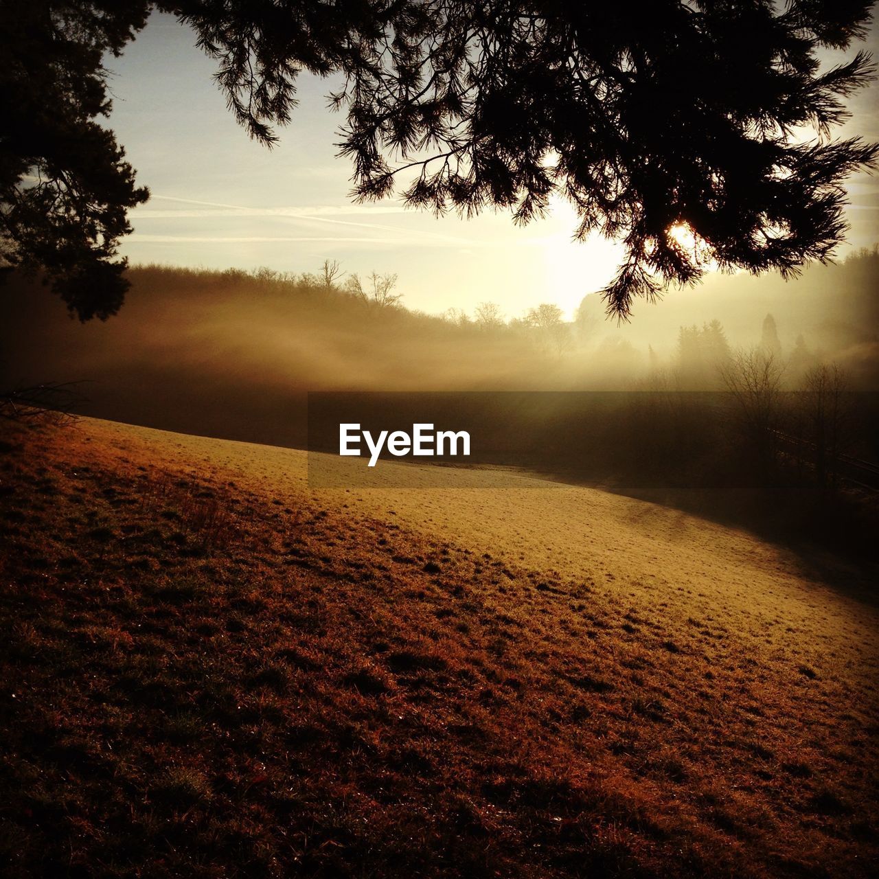 Scenic view of landscape against sky during sunset