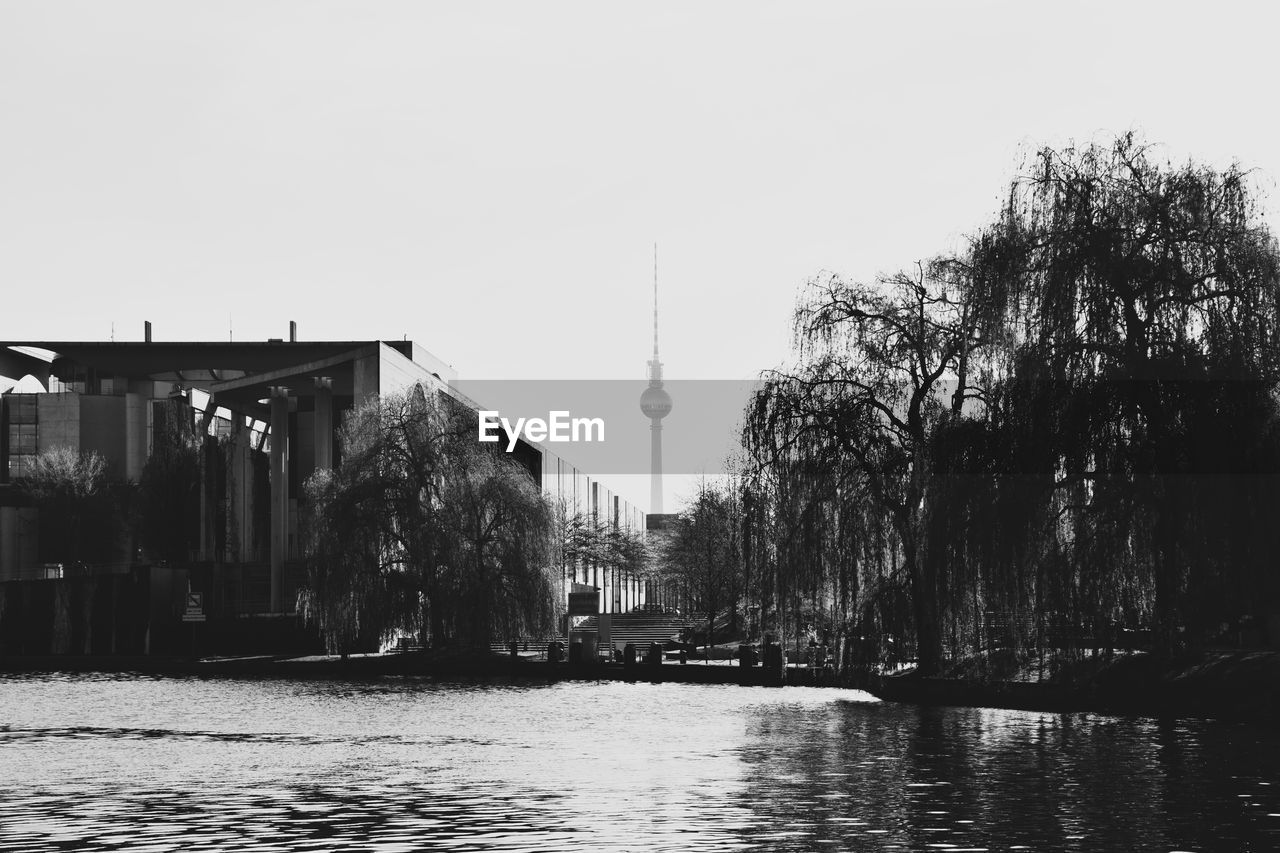 Canal passing through city buildings