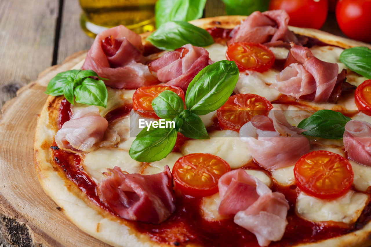 Close-up of pizza on table