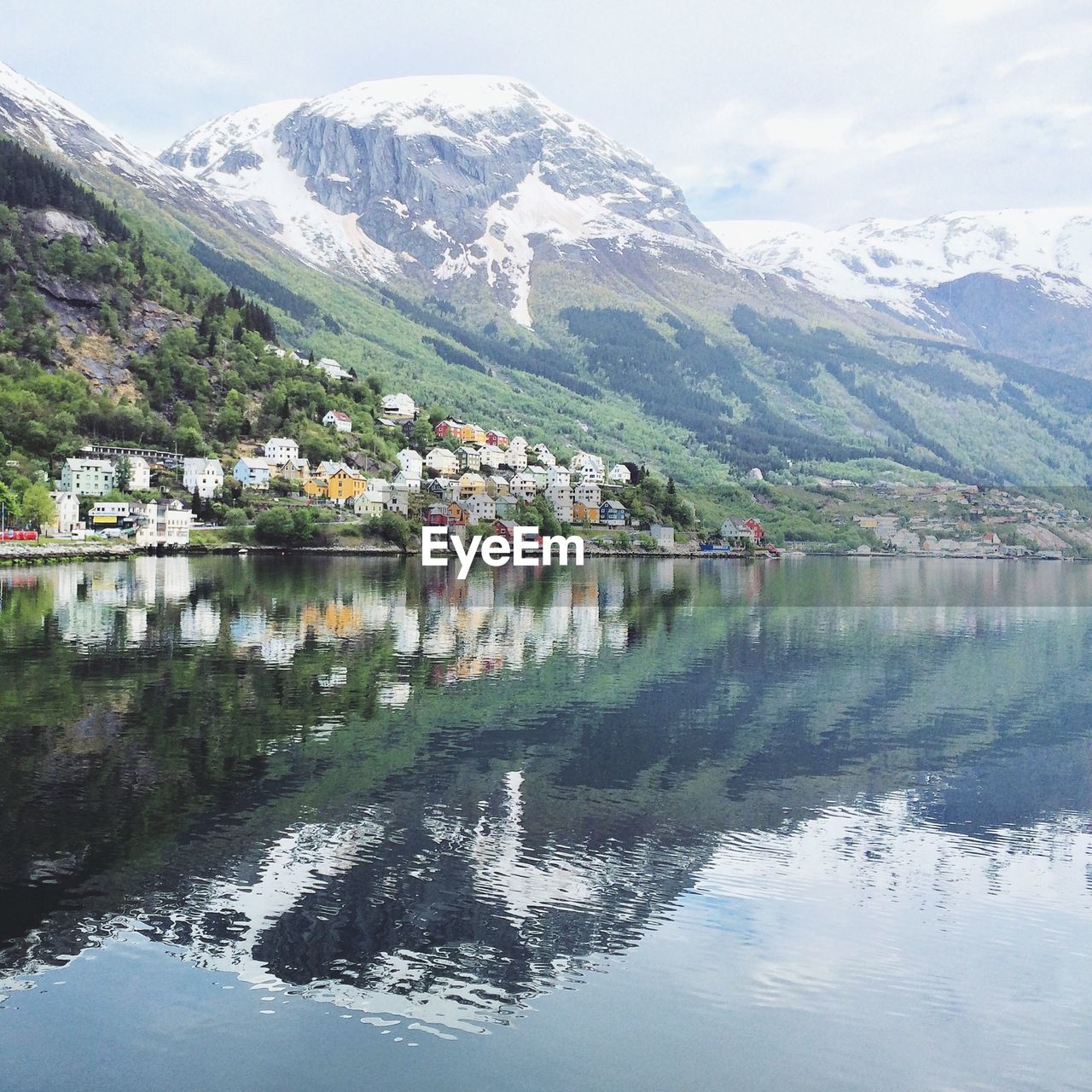 Reflection of mountains in lake