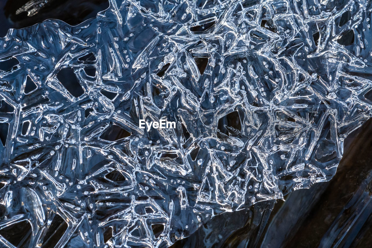 Full frame macro shot of abstract ice pattern