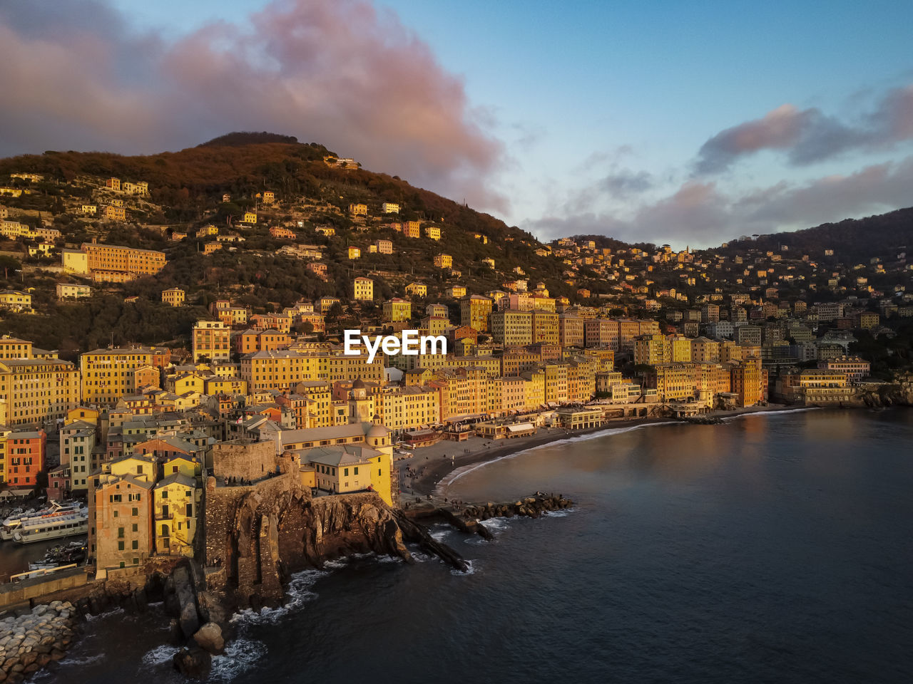 Waterfront buildings in camogli town
