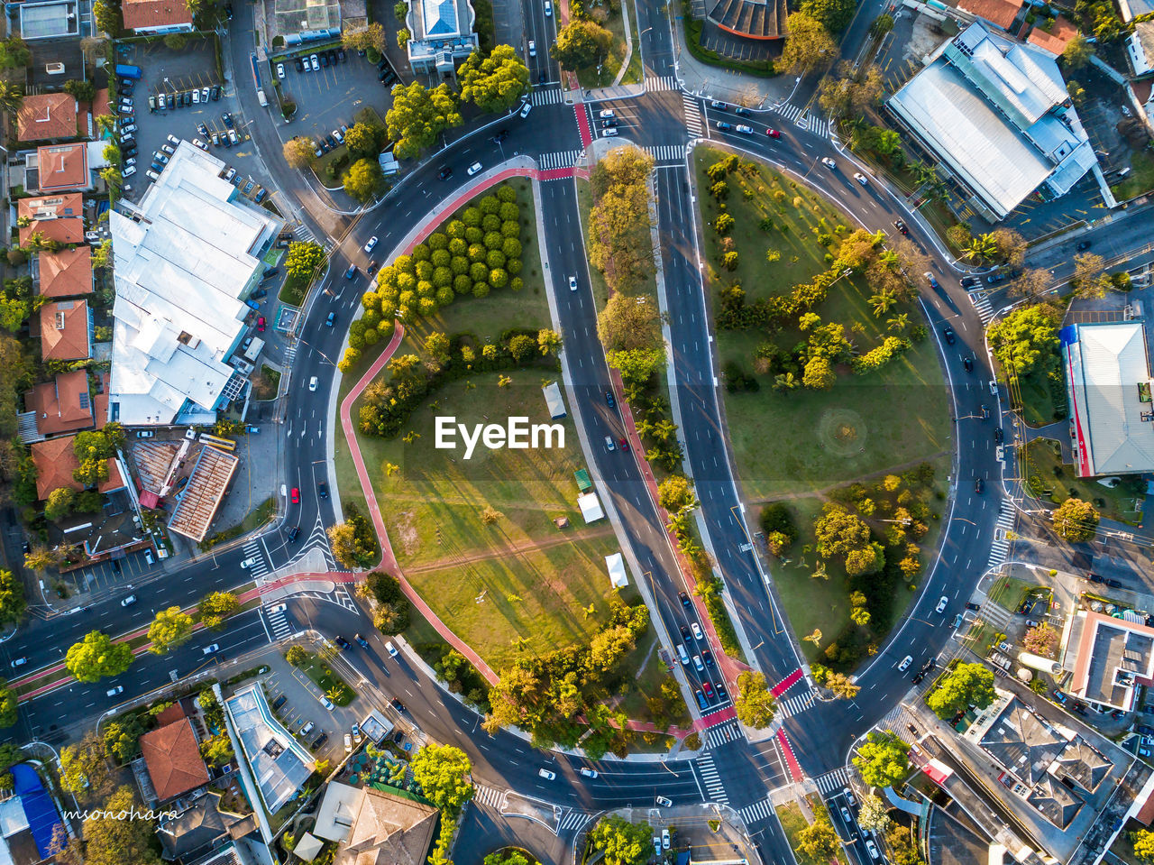 High angle view of city street