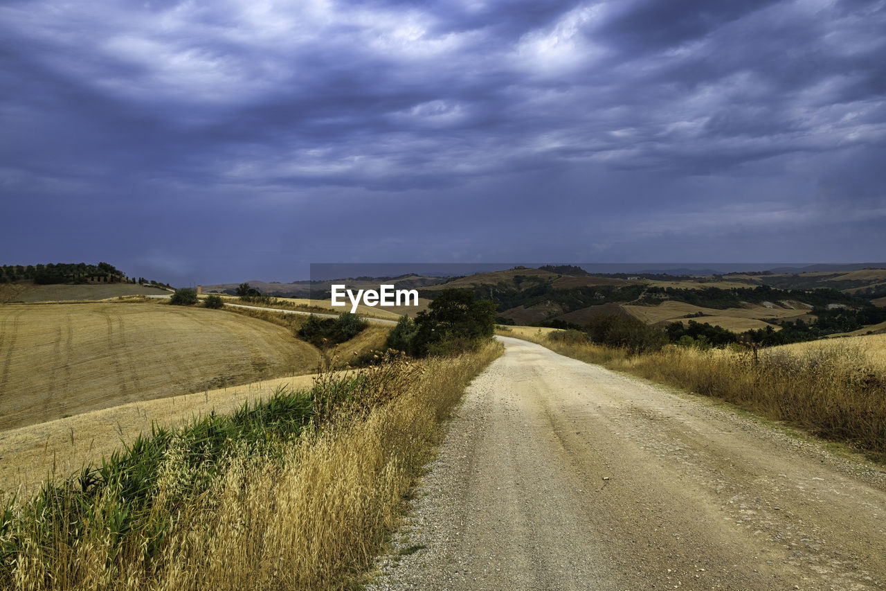 road amidst landscape against sky