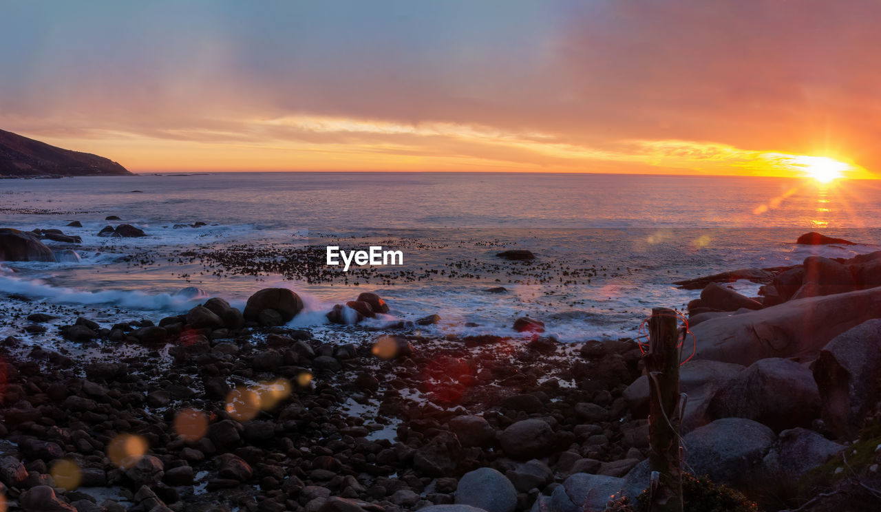 SCENIC VIEW OF BEACH DURING SUNSET