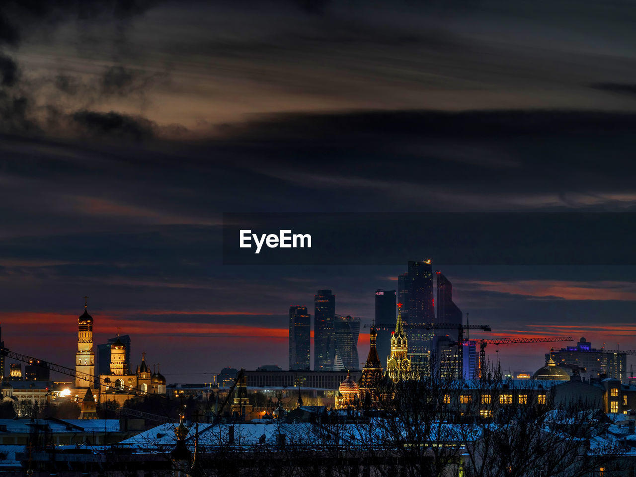 View of st basils cathedral against sky at dusk