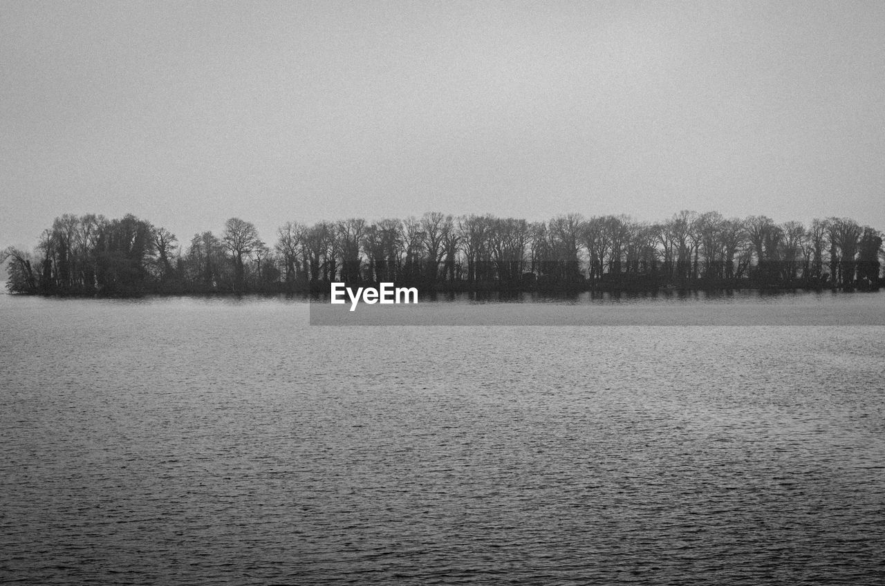 Lake in front of trees