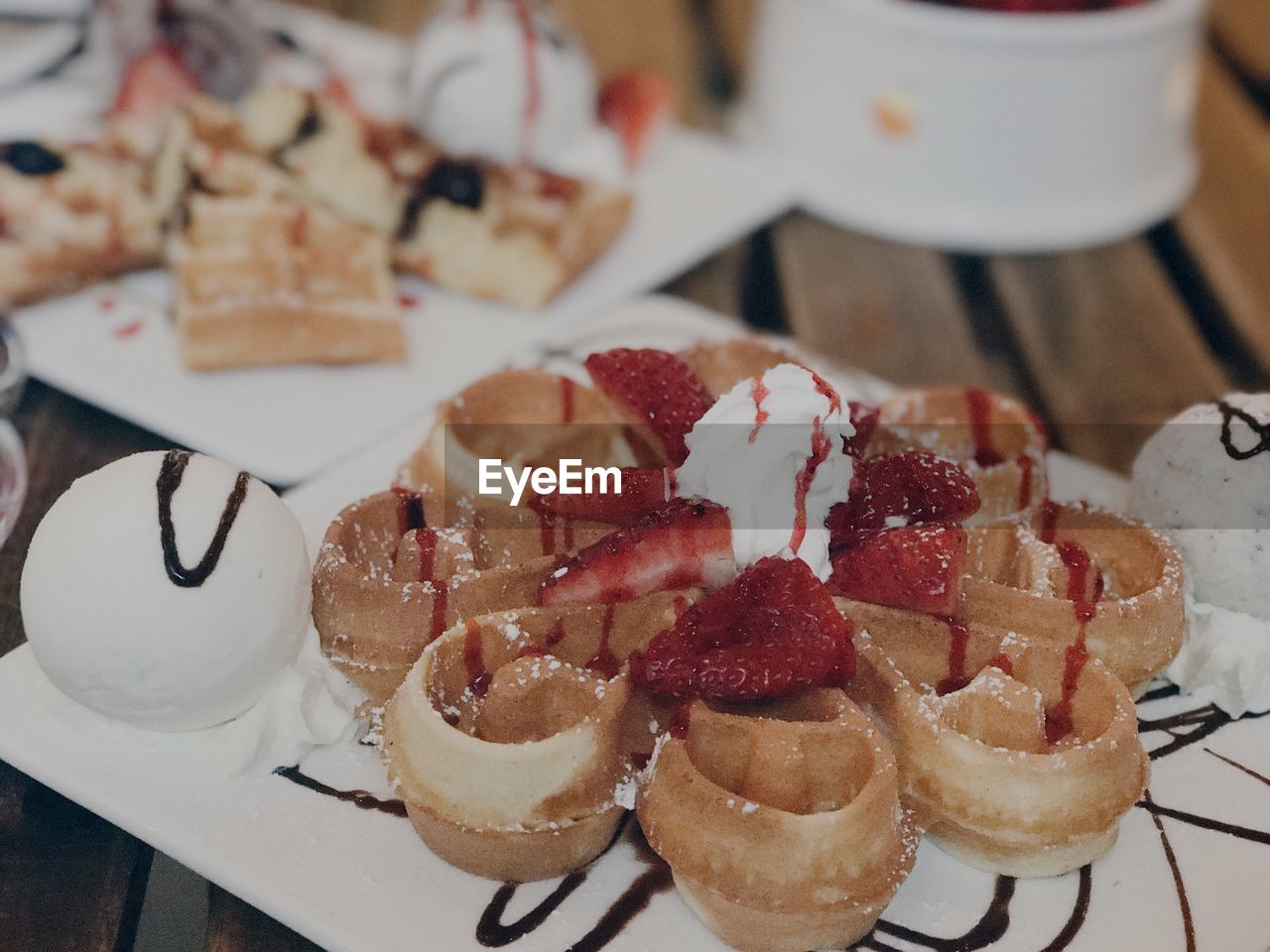 HIGH ANGLE VIEW OF PASTRY ON TABLE