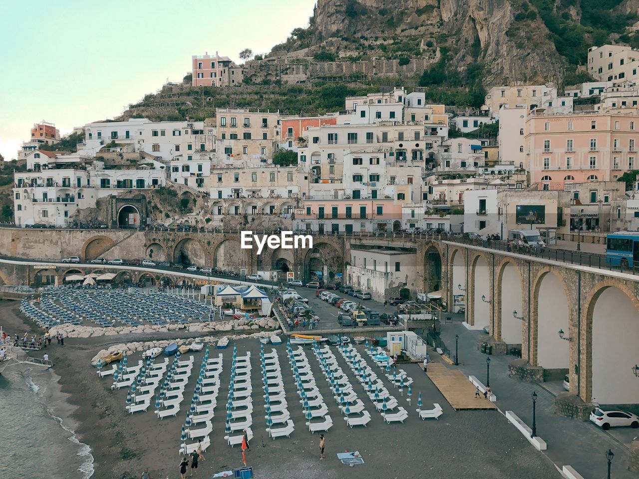 High angle view of buildings in city