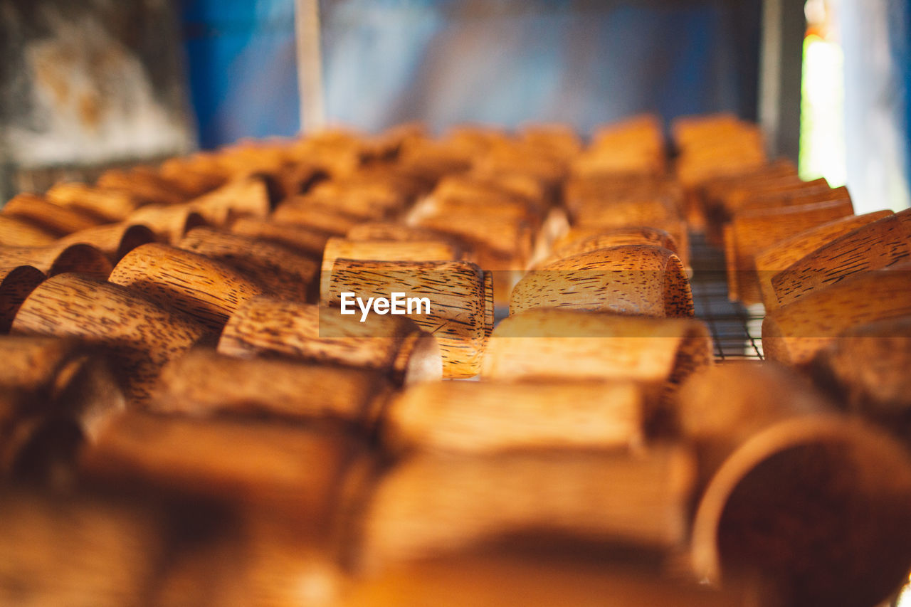 Close-up of stack of wood