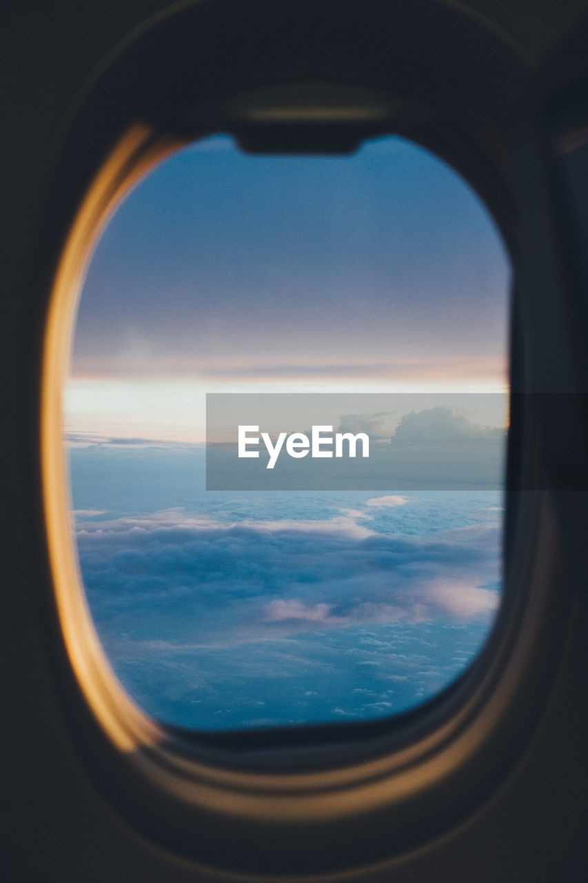Cloudscape seen through airplane window